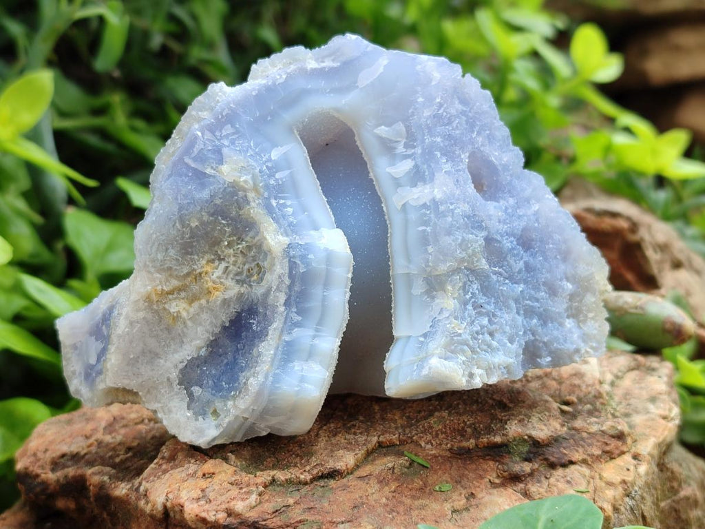 Natural Etched Blue Chalcedony Geodes x 6 From Nsanje, Malawi - Toprock Gemstones and Minerals 