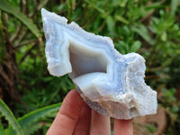 Natural Etched Blue Chalcedony Geodes x 6 From Nsanje, Malawi