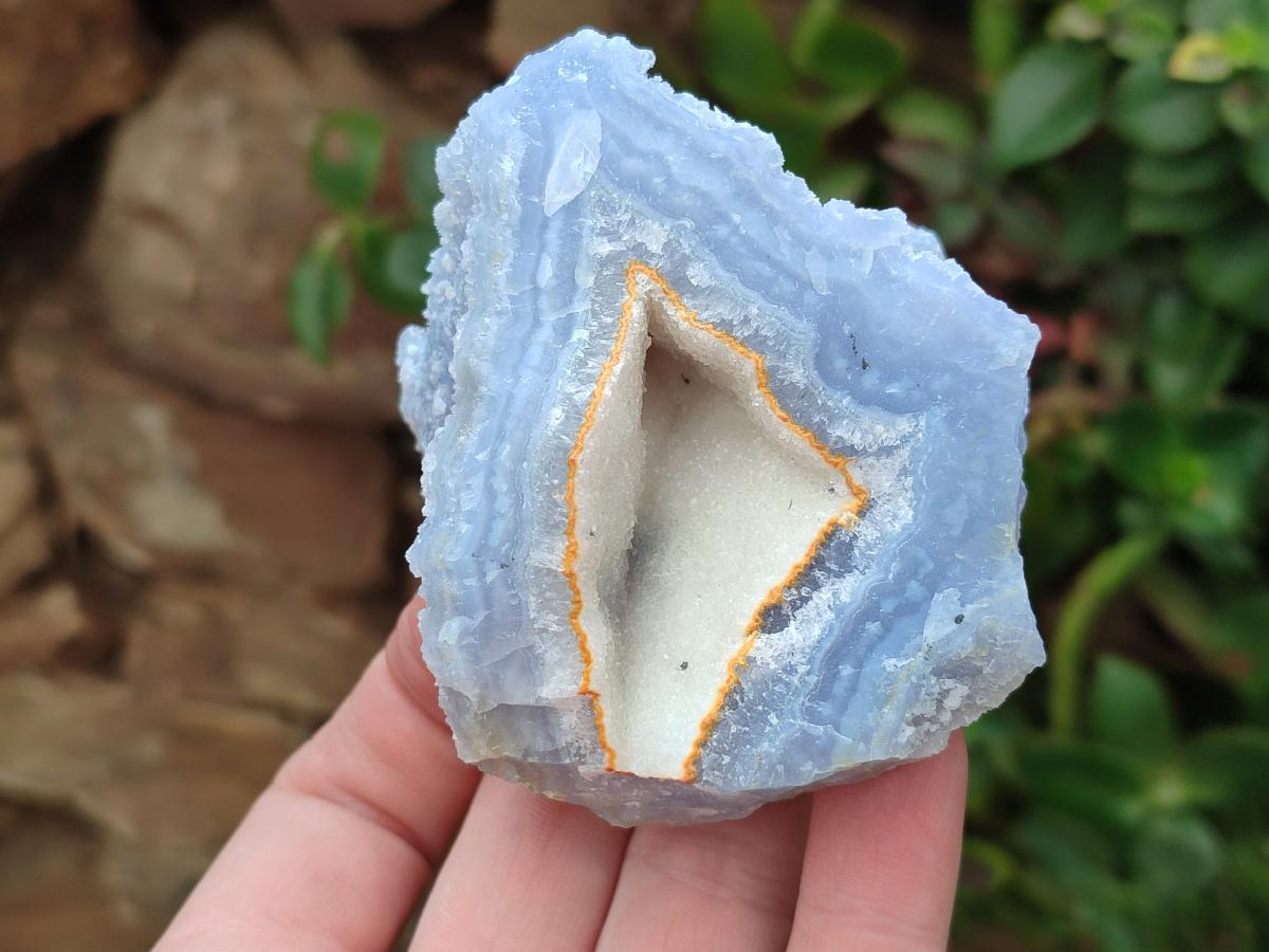 Natural Etched Blue Chalcedony Geodes x 6 From Nsanje, Malawi - Toprock Gemstones and Minerals 