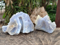 Natural Etched Blue Chalcedony Geodes x 6 From Nsanje, Malawi