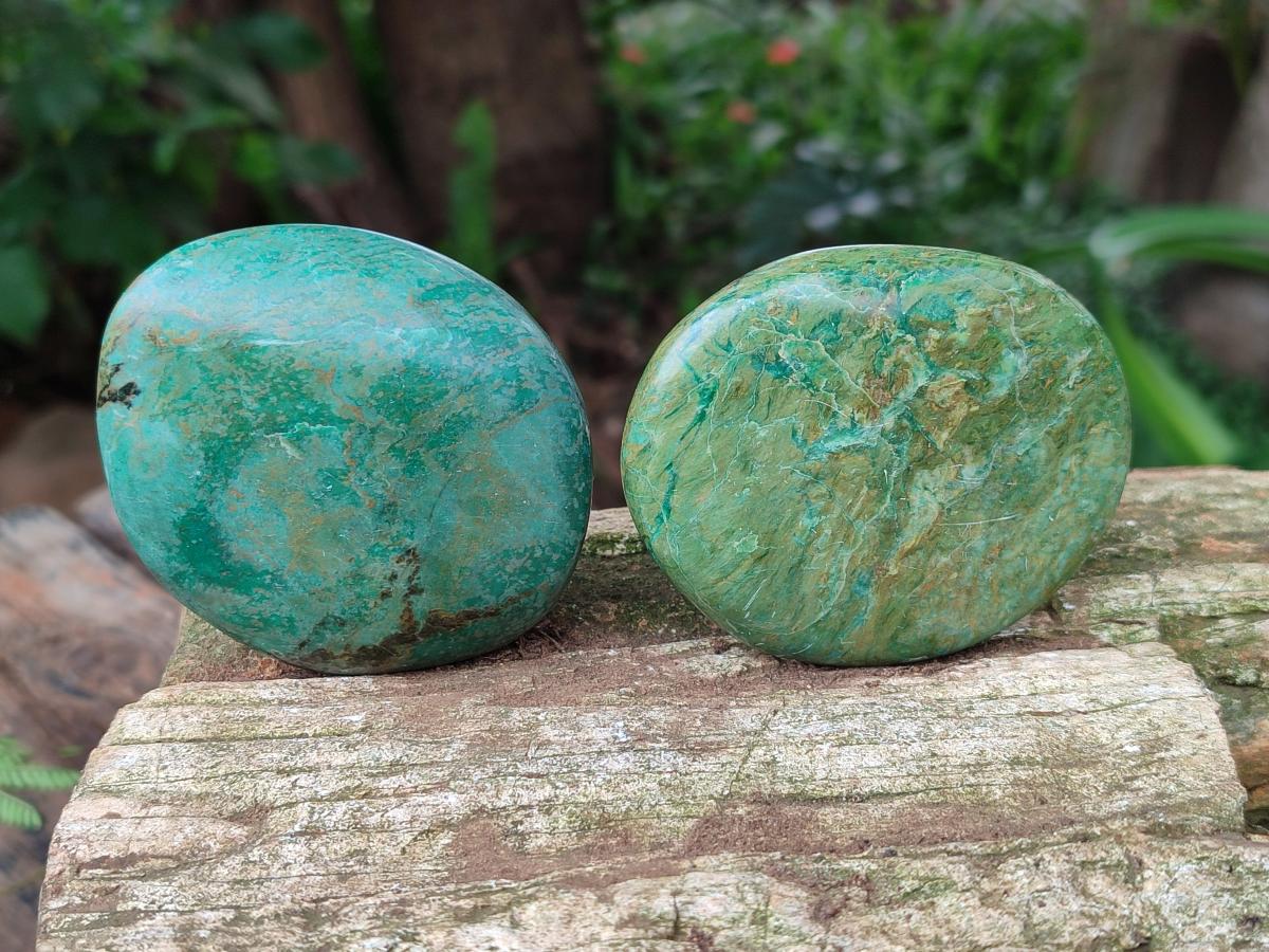 Polished Verdite Palm Stones x 12 From Zimbabwe