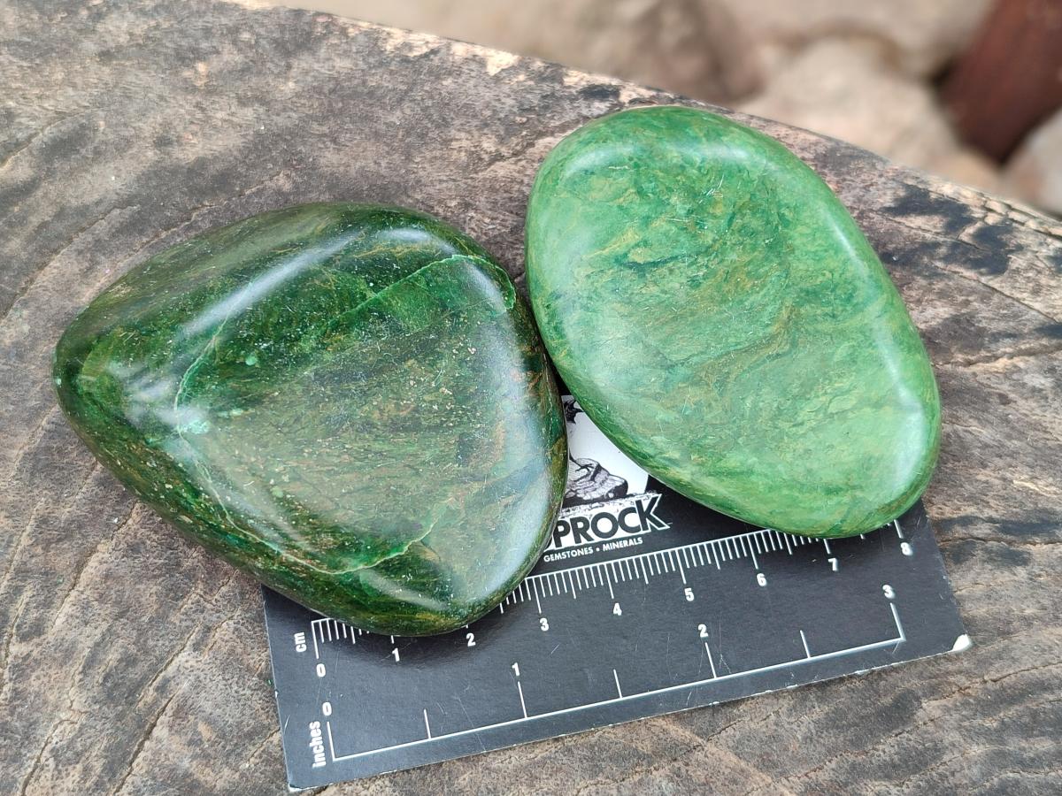 Polished Verdite Palm Stones x 12 From Zimbabwe
