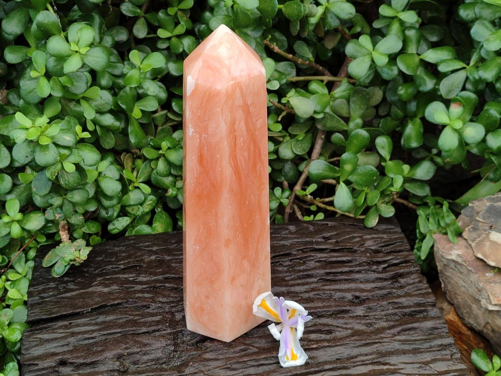 Polished Orange Twist Calcite Point x 1 From Maevantanana, Madagascar