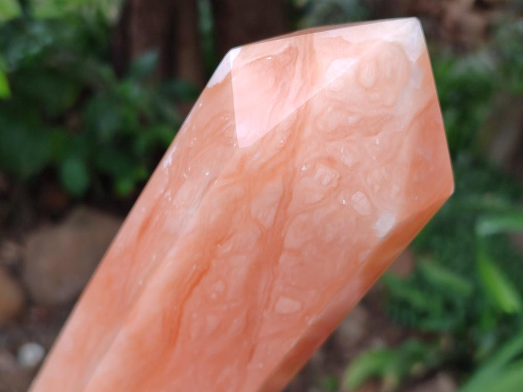 Polished Orange Twist Calcite Point x 1 From Maevantanana, Madagascar