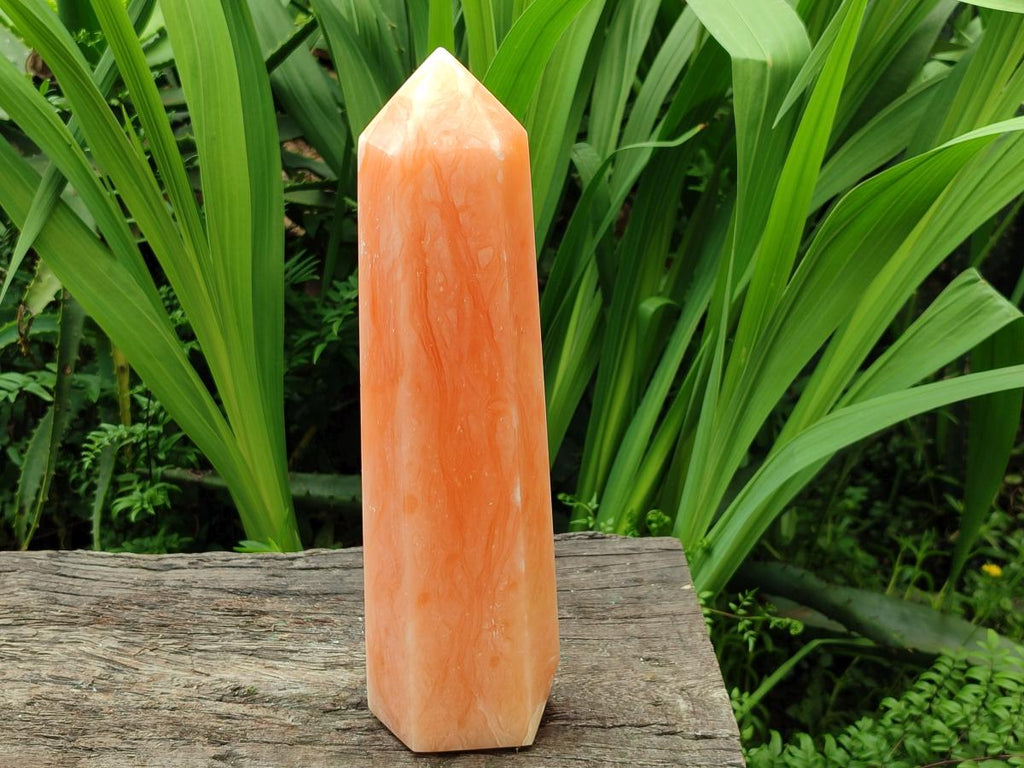 Polished Orange Twist Calcite Point x 1 From Maevantanana, Madagascar