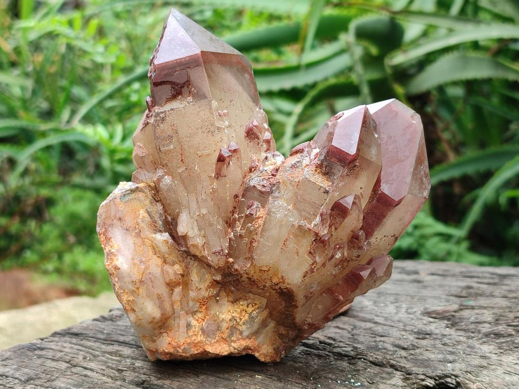 Natural Red Hematoid Quartz Clusters x 2 From Karoi, Zimbabwe