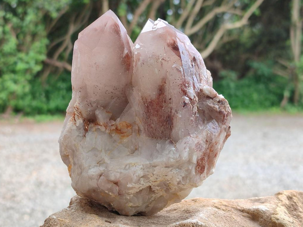 Natural Red Hematoid Quartz Clusters x 2 From Karoi, Zimbabwe