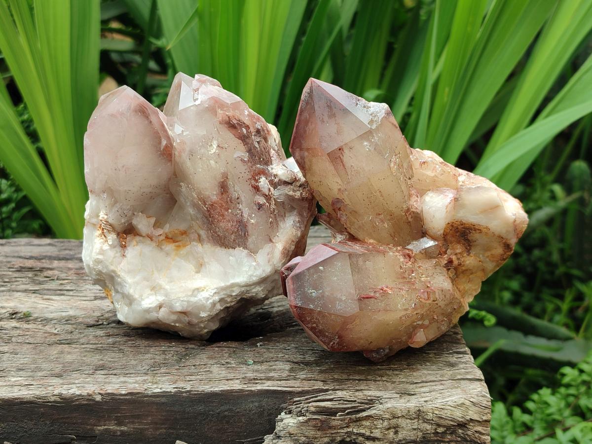 Natural Red Hematoid Quartz Clusters x 2 From Karoi, Zimbabwe