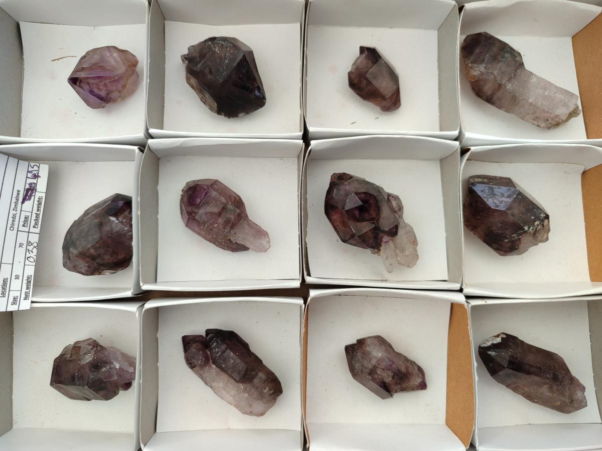 Natural Window Amethyst Crystals x 12 From Chiredzi, Zimbabwe