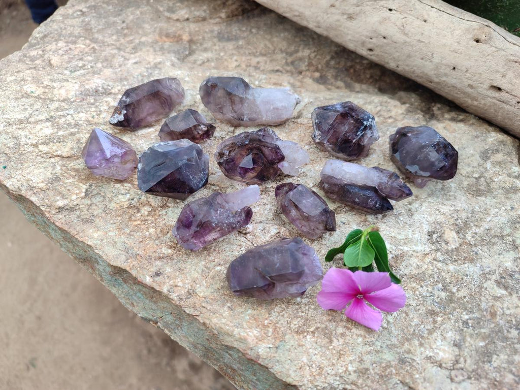 Natural Window Amethyst Crystals x 12 From Chiredzi, Zimbabwe