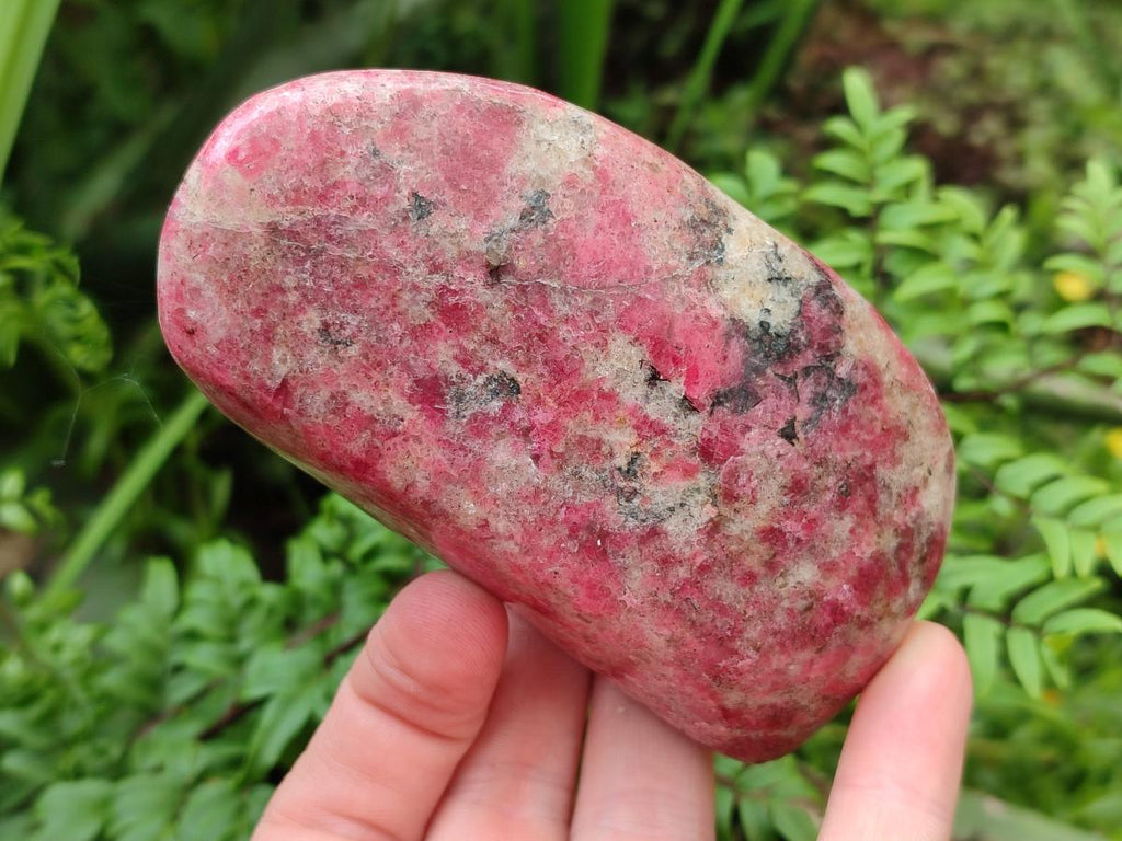 Polished Rhodonite Standing and Free Forms x 3 From Rhusinga, Zimbabwe