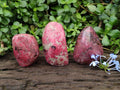 Polished Rhodonite Standing and Free Forms x 3 From Rhusinga, Zimbabwe