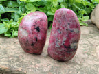 Polished Rhodonite Standing and Free Forms x 3 From Rhusinga, Zimbabwe