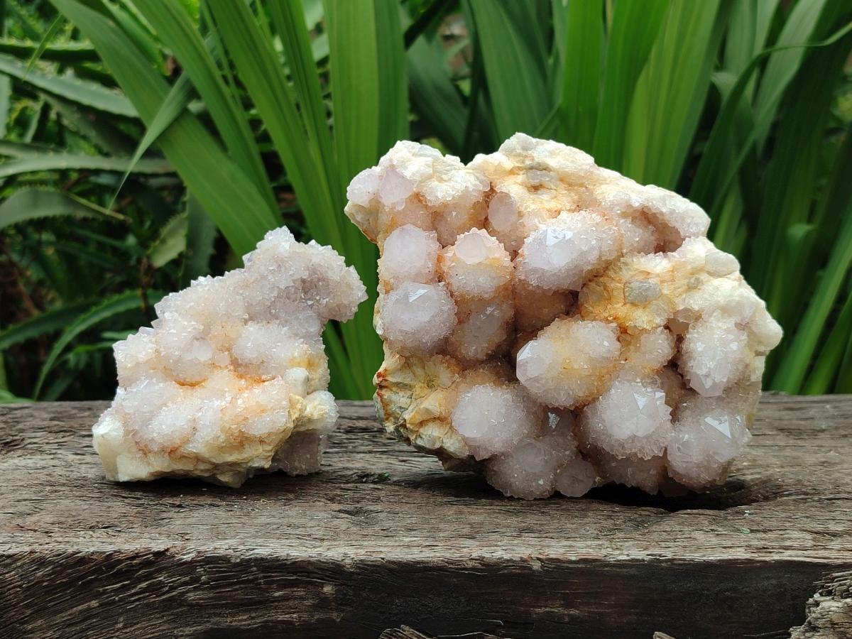 Natural Lilac Spirit Quartz Clusters x 2 From Boekenhouthoek, South Africa