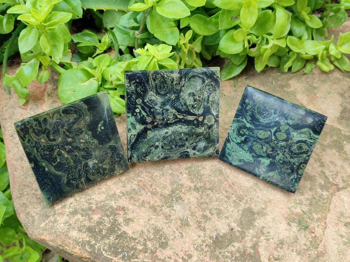 Polished Stromatolite Pyramids x 4 From Katsepy, Madagascar