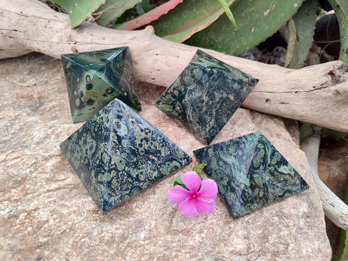 Polished Stromatolite Pyramids x 4 From Katsepy, Madagascar