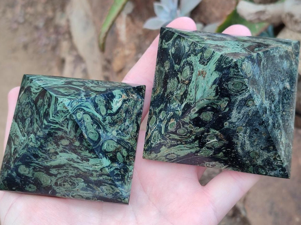 Polished Stromatolite Pyramids x 4 From Katsepy, Madagascar