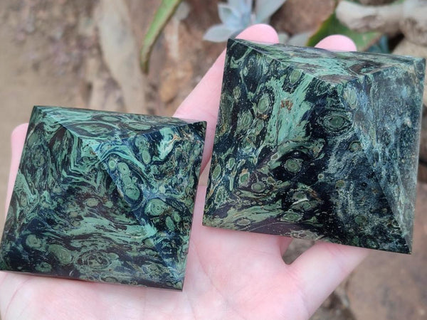 Polished Stromatolite Pyramids x 4 From Katsepy, Madagascar