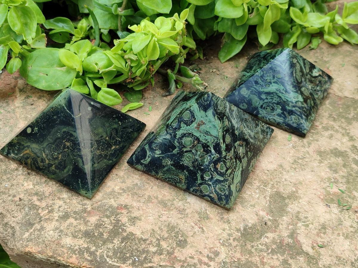 Polished Stromatolite Pyramids x 4 From Katsepy, Madagascar
