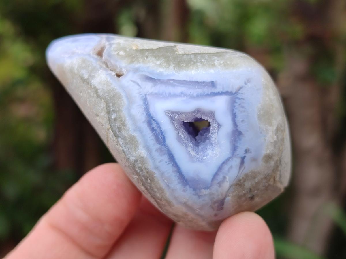 Polished Blue Lace Agate Standing Free Forms x 6 From Nsanje, Malawi