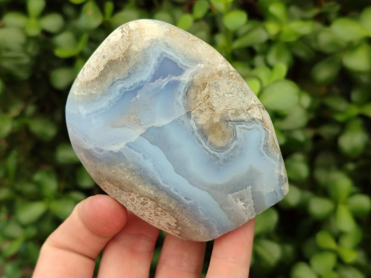 Polished Blue Lace Agate Standing Free Forms x 6 From Nsanje, Malawi