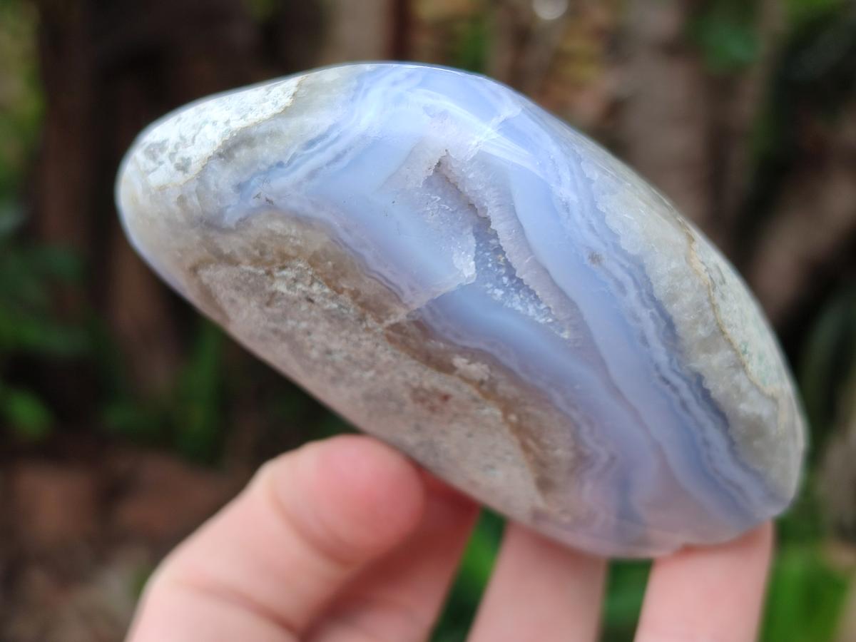 Polished Blue Lace Agate Standing Free Forms x 6 From Nsanje, Malawi - Toprock Gemstones and Minerals 