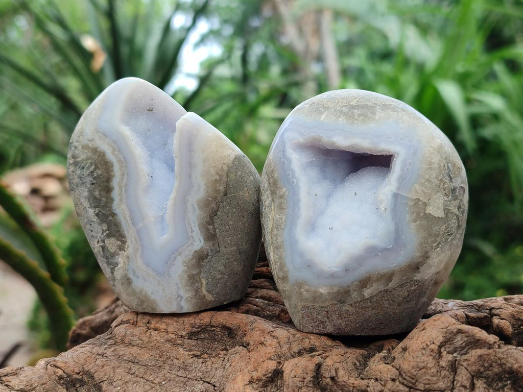 Polished Blue Lace Agate Standing Free Forms x 6 From Nsanje, Malawi - Toprock Gemstones and Minerals 