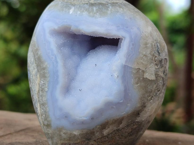 Polished Blue Lace Agate Standing Free Forms x 6 From Nsanje, Malawi - Toprock Gemstones and Minerals 