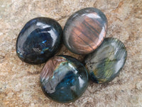 Polished Labradorite Galets x 22 From Tulear, Madagascar