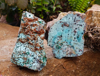 Natural Drusy Coated Chrysocolla On Dolomite Specimens x 4 From Lupoto Mine, Congo
