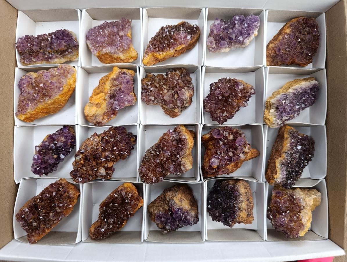 Natural Amethystos Amethyst Clusters x 20 From Kwaggafontein, South Africa