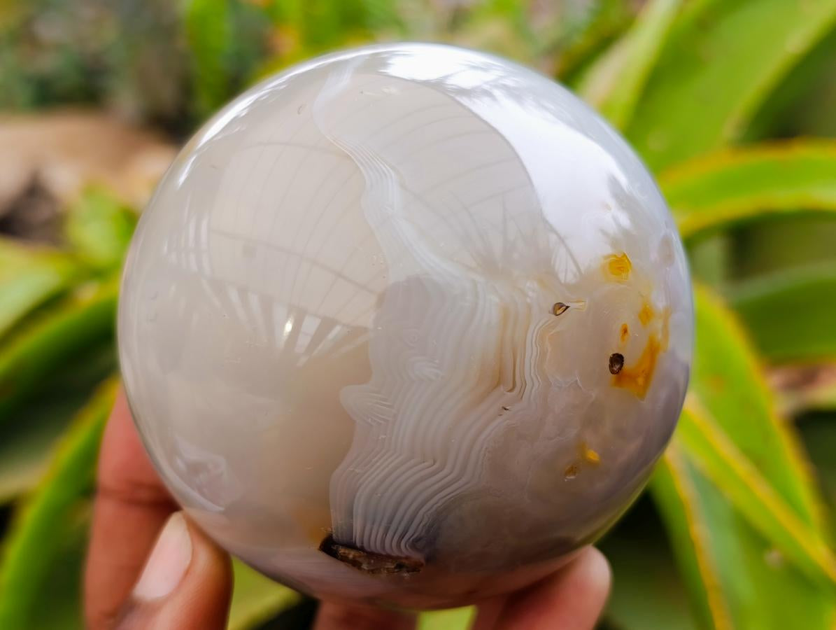 Polished Banded Agate Spheres x 2 From Madagascar