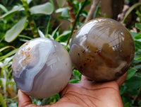 Polished Banded Agate Spheres x 2 From Madagascar
