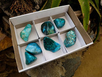 Polished Shattuckite Free Forms x 7 From Kaokoveld, Namibia