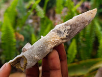 Natural Drusy Quartz Coated Spearhead Calcite Specimens x 12 From Albert's Mountain, Lesotho