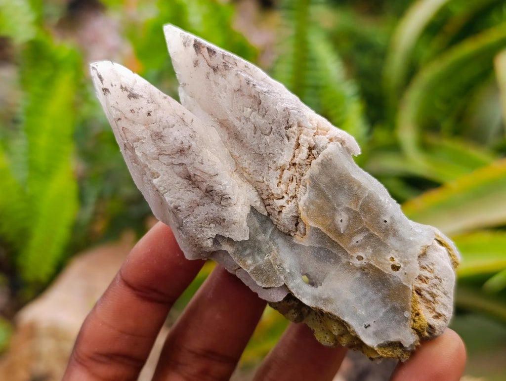 Natural Drusy Quartz Coated Spearhead Calcite Specimens x 12 From Albert's Mountain, Lesotho