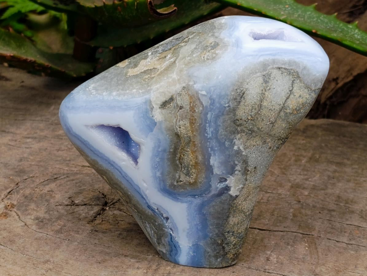 Polished Blue Lace Agate Standing Free Forms x 2 From Nsanje, Malawi