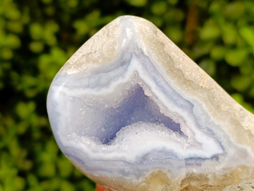 Polished Blue Lace Agate Standing Free Forms x 2 From Nsanje, Malawi