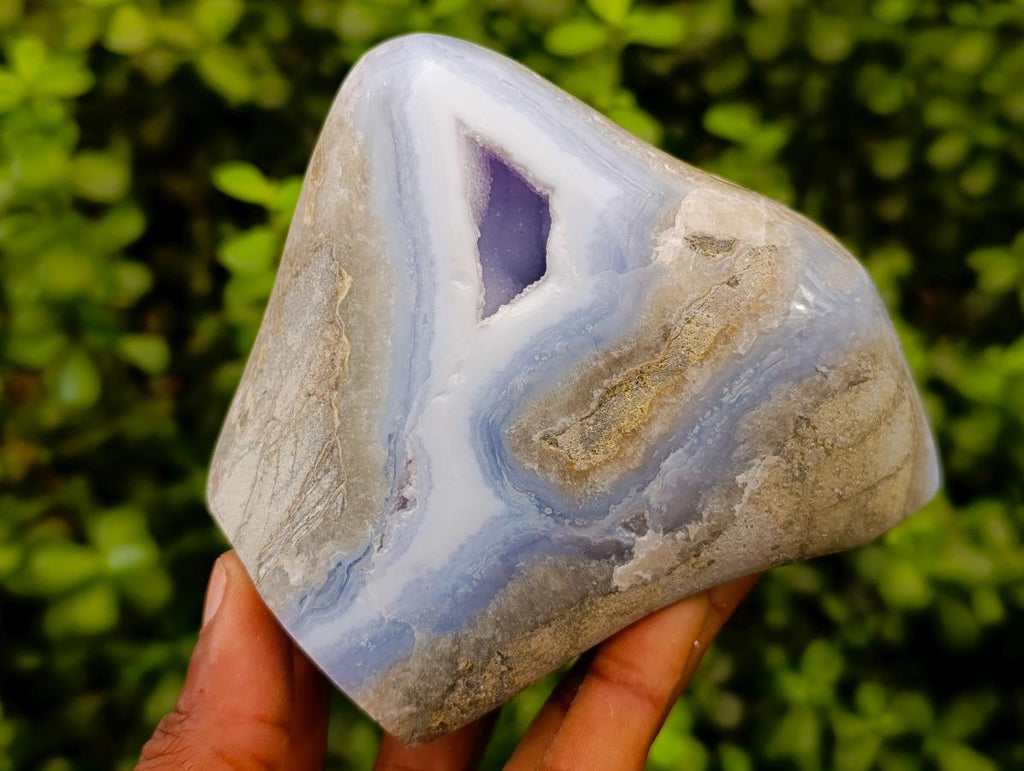 Polished Blue Lace Agate Standing Free Forms x 2 From Nsanje, Malawi