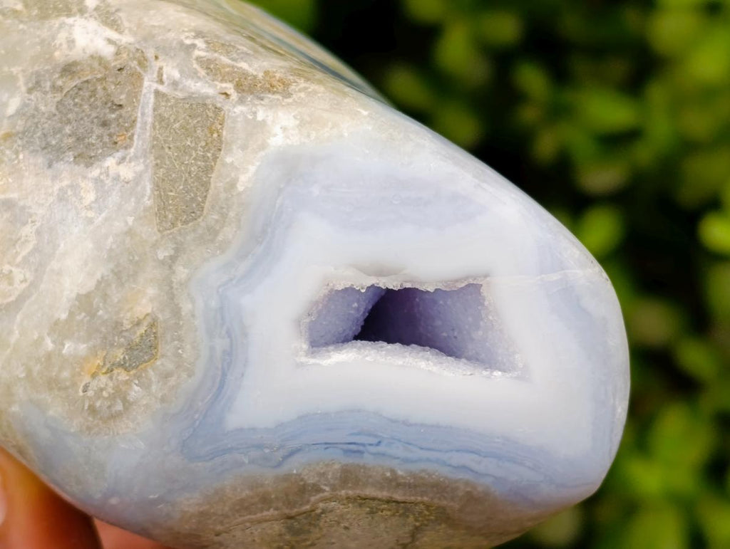 Polished Blue Lace Agate Standing Free Forms x 2 From Nsanje, Malawi