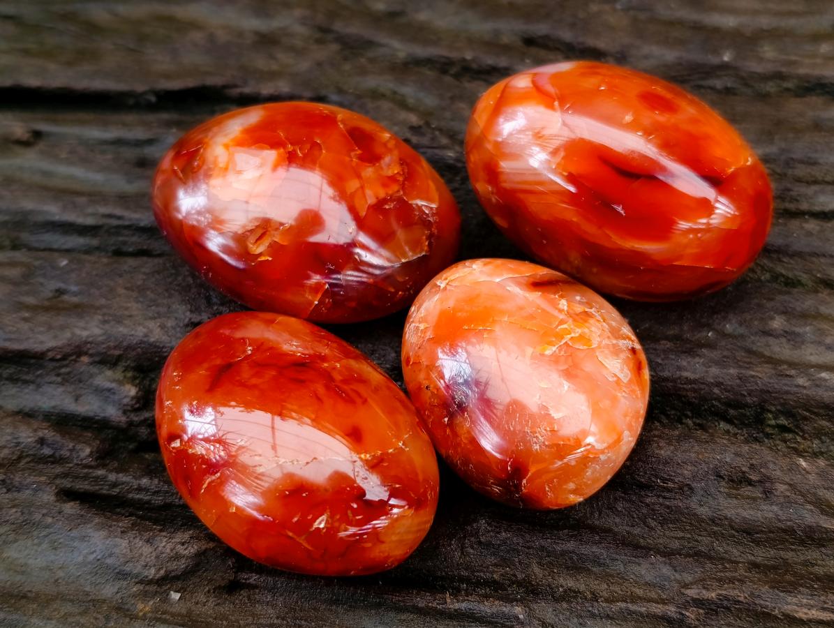 Polished Carnelian Agate Gemstone Galets x 20 From Madagascar