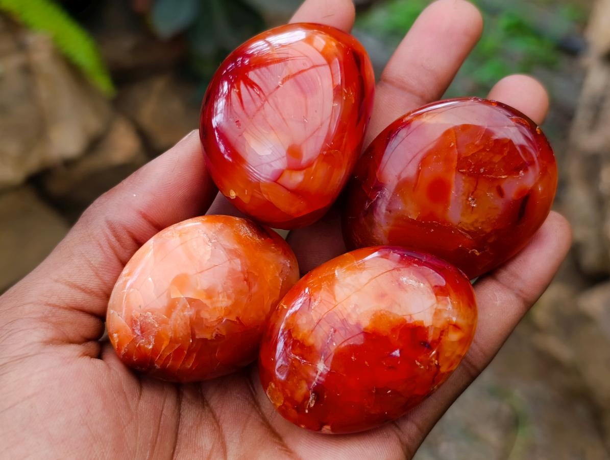 Polished Carnelian Agate Gemstone Galets x 20 From Madagascar