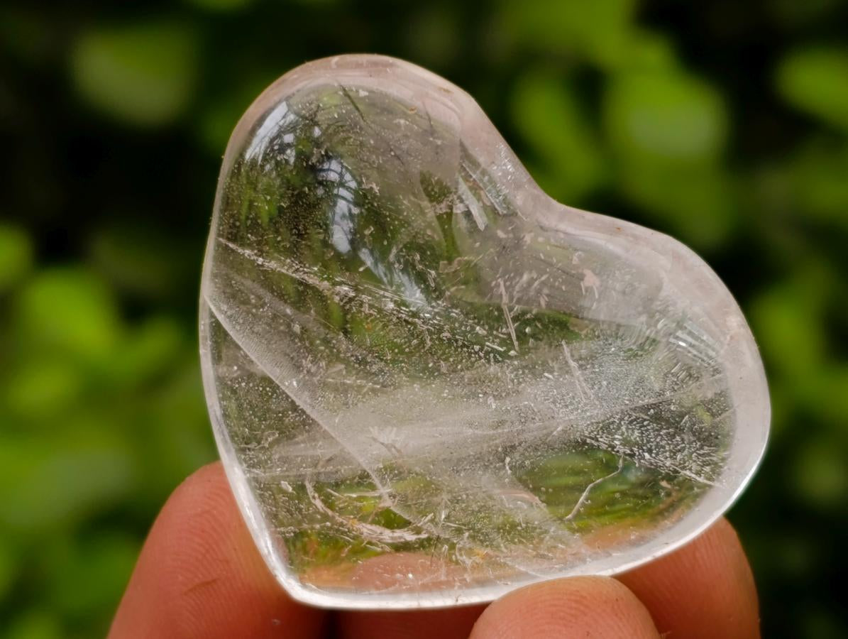 Polished Rock Crystal Gemstone Hearts x 36 From Madagascar