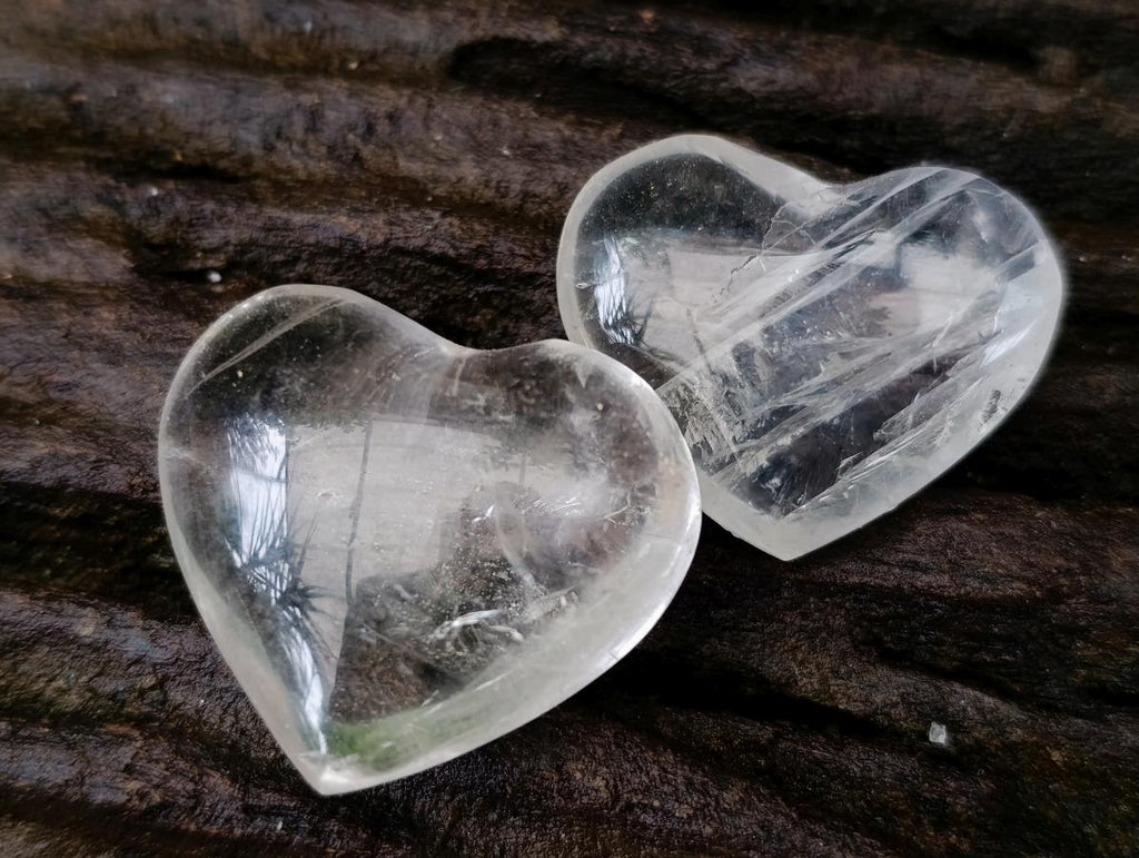 Polished Rock Crystal Gemstone Hearts x 36 From Madagascar