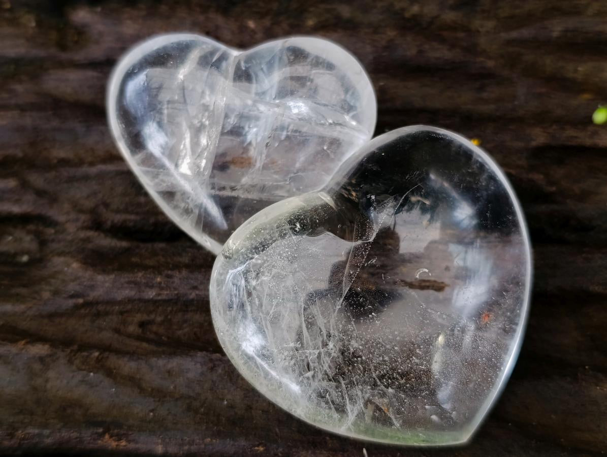 Polished Rock Crystal Gemstone Hearts x 36 From Madagascar