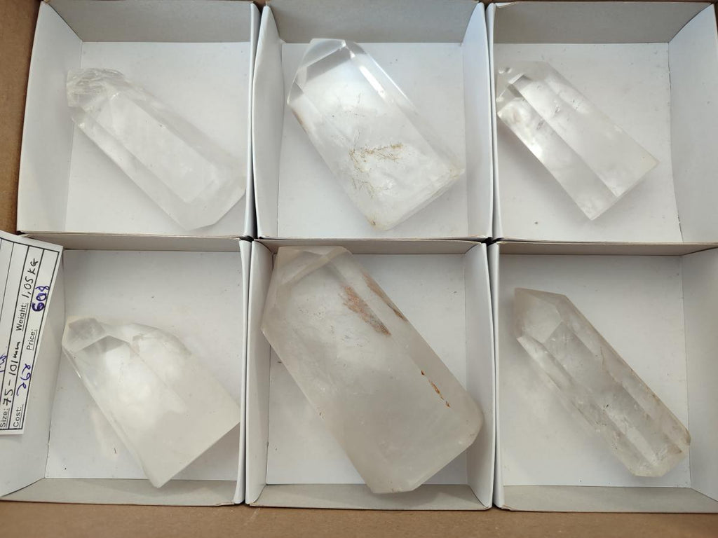Polished Clear Quartz Crystals x 6 From Madagascar