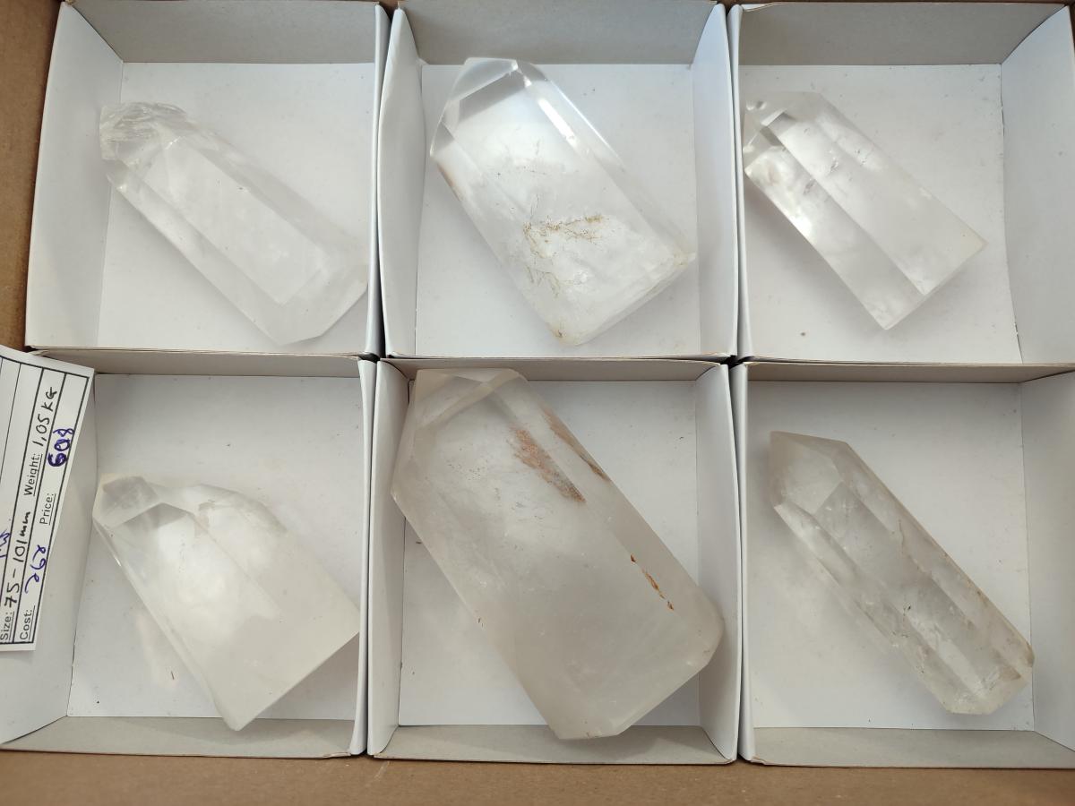Polished Clear Quartz Crystals x 6 From Madagascar