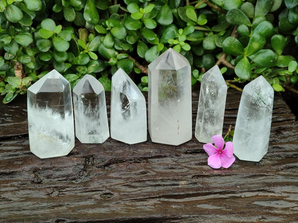 Polished Clear Quartz Crystals x 6 From Madagascar