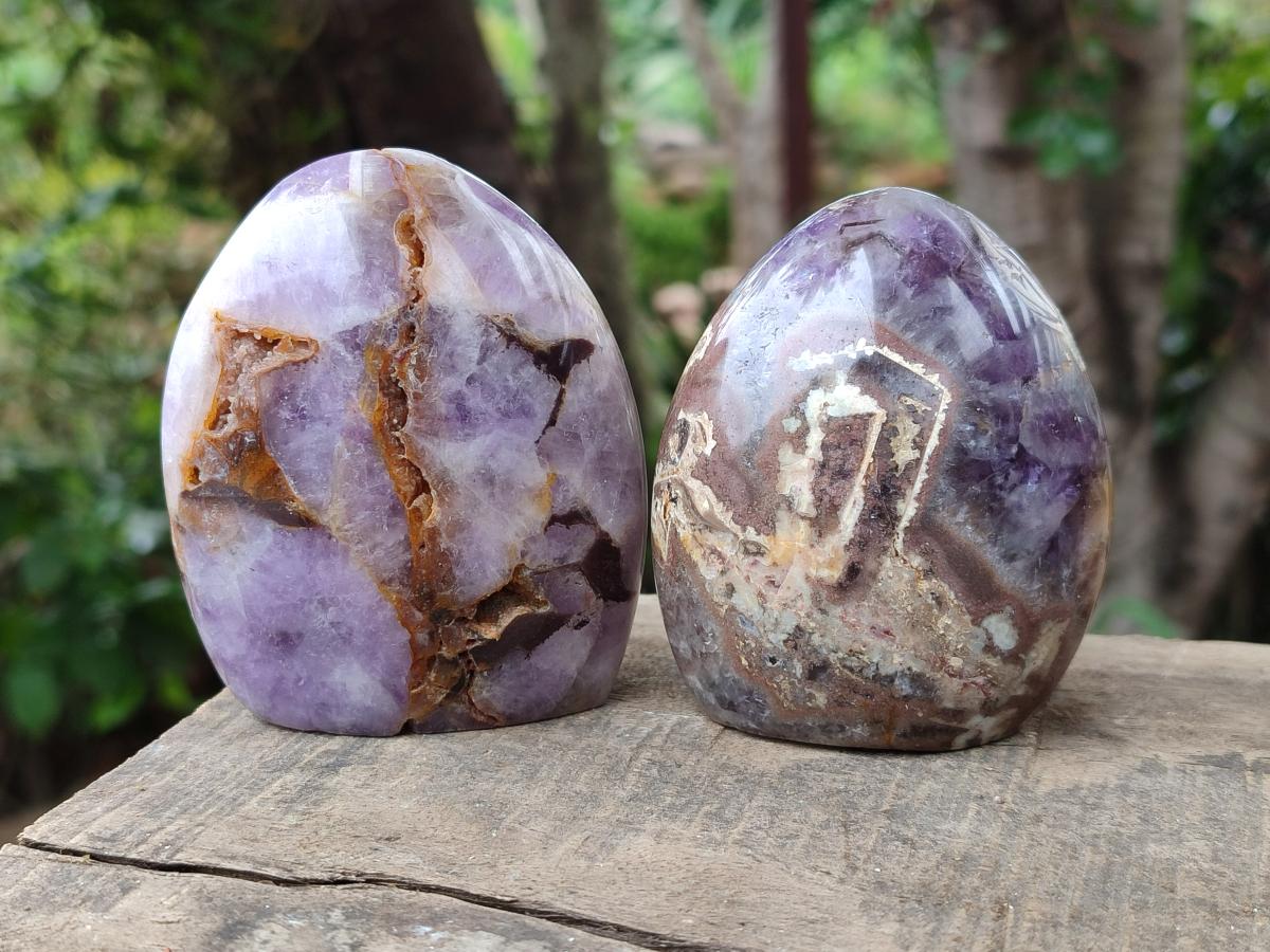 Polished Purple Chevron Amethyst Standing Free Forms x 6 From Madagascar - Toprock Gemstones and Minerals 