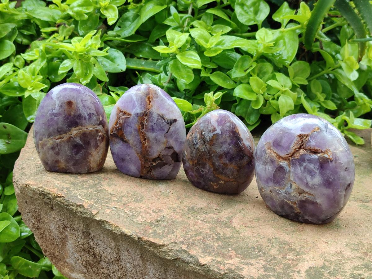 Polished Purple Chevron Amethyst Standing Free Forms x 6 From Madagascar - Toprock Gemstones and Minerals 